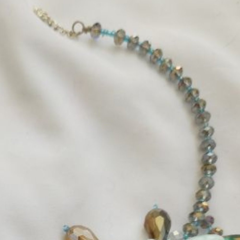 Multi-Color Double Layer Necklace With Iridescent… - image 3